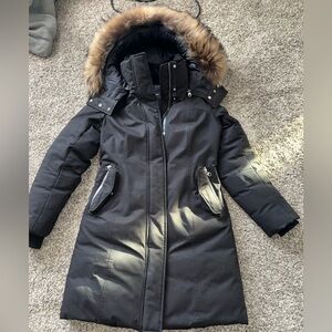 Mackage Black Ski Jacket with Fur Trim